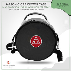 Estuche para Gorra Masónica, Negro, Imitación Cuero, Bordado a Mano, Escuadra y Compás (G) - Product Image 5