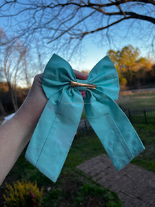 Handmade Turquoise Satin Beaded Bow Hair <b>Clip</b> Casual Multifunction Easter Bunny Truck Design Kids Party <b>Spring</b> Festival - Product Image 3