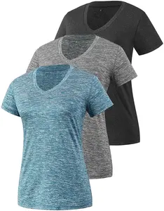여성용 티셔츠 패션웨어 반팔 v 넥 커스텀 로고 높은 아메리칸 저지 니트 OEM 서비스 패션웨어 T 셔츠
