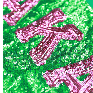 AKA เสื้อยืดสีเขียวปักเลื่อม เสื้อเชิ้ตแฟชั่นพรีเมียมสำหรับผู้หญิง ปักลายเชนิลล์ สไตล์กรีก - Product Image 3