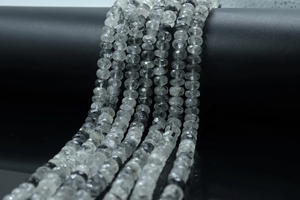 Natural Black Opal Rutile Faceted Rondelle Shape Beads 8mm Multi-Rutile Beads for <b>Jewelry</b> <b>Making</b> - Product Image 2