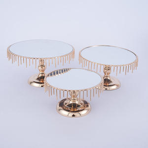 European Pearl Mirror <b>Cake</b> Holder Metal Tall <b>Cake</b> <b>Stand</b> Dessert <b>Stand</b> Glass Mirror <b>Cake</b> <b>Stand</b> - Product Image 3