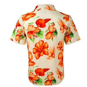 เสื้อเชิ้ตฮาวายผู้ชายพิมพ์ลายดอกไม้แขนสั้นติดกระดุมคอปกแบบพับได้ลำลองชายหาดสวมใส่ในฤดูร้อน - Product Image 2