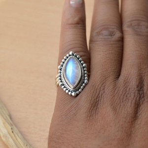 Bague en pierre de lune naturelle, argent sterling 925, bijoux en pierres précieuses, cadeau de mariage, anniversaire, pour elle - Product Image 4