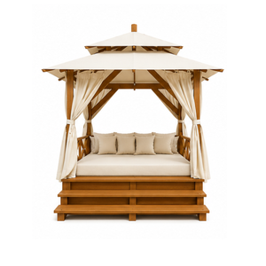 Cama de Exterior de Lujo con Toldo de Madera de Teca Sólida para Hotel, Resort, Villa, Jardín, Muebles Comerciales - Product Image 2