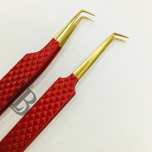 Pince à épiler à 90 degrés très demandée, deux types de styles d'épaule, pour extensions de cils, meilleure qualité, pointes en fibre d'acier inoxydable, avec logo - Product Image 6