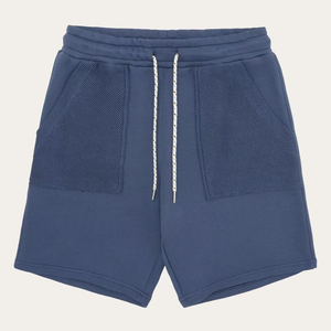 Pantalones Cortos Azul Marino con Paneles Texturizados, Mezcla de Algodón Premium, Cintura con Cordón Ajustable, Corte Moderno, Ropa Deportiva Casual, Colección de Verano - Product Image 4