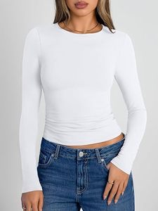 Custom <b>Womens</b> Eco-Friendly Reversible Skinny Fit Crew Neck Nylon <b>Long</b> Sleeve Yoga <b>Top</b> OEM ODM Manufacturer High Stretch - Product Image 5