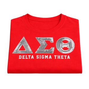 Maglietta con Paillettes Rosse Delta Sigma Theta per Donne, Vestibilità Comoda, Tessuto Premium, Abbigliamento Casual per Confraternite Greche - Product Image 6