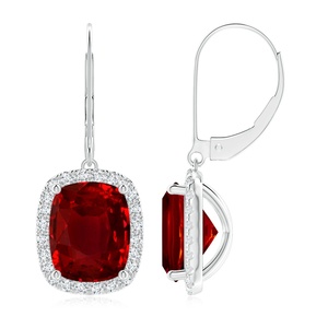 Pendientes de Oro Blanco de 14 Quilates con Preciosos Rubíes, Joyería Fina con Diamantes en Halo, Diseño OEM ODM, Regalo para Esposa - Product Image 1