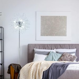 Elegante Lampada da Terra Moderna con Asta Alta 175 cm e 32 Cristalli a Forma di Fuochi d'Artificio, Finitura Cromata per Camera da Letto e Soggiorno - Product Image 3