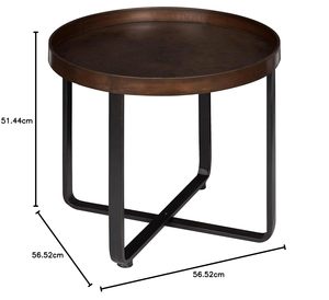 Modern Round Metal <b>End</b> <b>Table</b> with Criss Cross Base Bronze <b>Black</b> Finish Accent <b>Table</b> for Living Room Bedroom Office Decor - Product Image 4