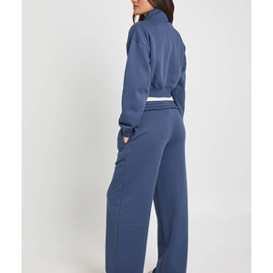 Ensemble 2 pièces personnalisé pour femme, printemps-automne, manches longues, OEM, avec pantalon de jogging court, imprimé 3D en relief, en molleton de coton, coupe décontractée, épais, style streetwear - Product Image 3