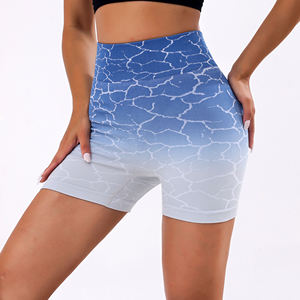 Shorts de Yoga de Cintura Alta con Degradado de Color y Diseño Fruncido en los Glúteos, Cintura Elástica, Spandex, Poliéster, Shorts Deportivos para Entrenamiento y Fitness - Product Image 4