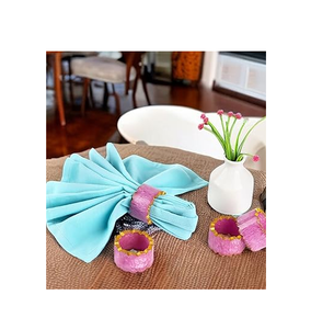 แหวนรองผ้าเช็ดปากเรซิ่นคุณภาพสูง ดีไซน์งานฝีมือสุดพิเศษสำหรับงานเลี้ยงสังสรรค์ สีชมพู ขอบสีทอง - Product Image 1