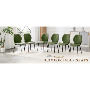 4 set di sedie da pranzo retrò in PU verde oliva con cuscino spazioso e confortevole, disponibili in più colori, in metallo nero - Product Image 4
