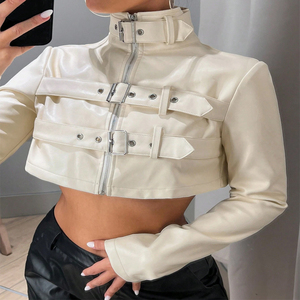 Best <b>Women</b> Super Crop PU Leather <b>Bomber</b> <b>Jacket</b> Full Sleeves Zipper Closure <b>Lightweight</b> Breathable Silk Lining for Winter High - Product Image 3