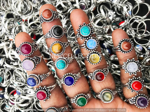 Bagues tendance en laiton plaqué argent avec pierres précieuses serties clos, bijoux de mode, fournisseur en gros - Product Image 5