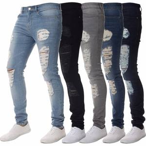 Pantalones Vaqueros de Hombre de Cintura Media, Estilo Retro, Casual, Ajustados, Rectos, Desgastados, de Mezclilla Elástica, para Verano, Precio de Fábrica - Product Image 5