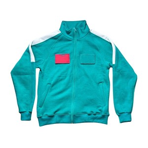 Conjunto Deportivo Unisex Verde con Detalles Blancos, Sudadera de Manga Larga con Cuello Alto y Pantalones con Cintura Elástica, Color Sólido, Estilo Casual - Product Image 4