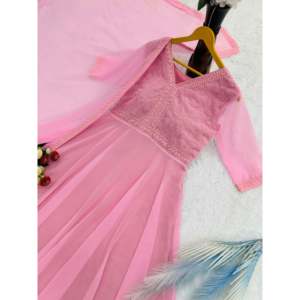 Robe Anarkali de créateur pour les fêtes, broderie Chikankari, robes de soirée élégantes - Product Image 4