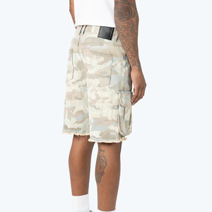 High Street Fashion Casual Elastic Waist <b>Men</b> Denim Shorts Custom Sublimated Printing Quick Dry Breathable 100% Cotton Light Wash - Product Image 2