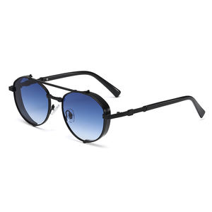 Gafas de sol RTS 2025 personalizadas Vintage Steam Punk, montura de Metal redonda con lentes de protección UV para hombres y mujeres, diseño Y2K de tendencia - Product Image 3