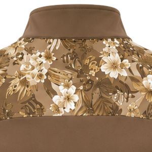 <b>Brown</b> Women Quarter Zip Athletic Pullover Shirt Floral <b>Sleeve</b> Panel <b>Long</b> <b>Sleeve</b> Fitness Training Sportswear <b>Top</b> - Product Image 4