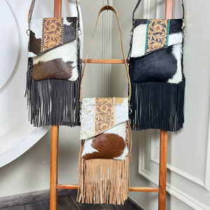 Vente en gros de sacs à main en cuir de vachette exquis à franges, avec fermeture éclair et chaîne, cuir de transport dissimulé pour femmes occidentales à la mode - Product Image 5