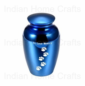Urna Conmemorativa Moderna de Metal Negro para Cenizas de Mascotas, con Capacidad de 220 Pulgadas Cúbicas, Recuerdo con Huella de Pata, Artesanía India - Product Image 2