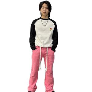 Pantalon évasé personnalisé de haute qualité pour hommes, décontracté, avec strass, respirant, avec ceinture élastique, design à la mode, pantalon de survêtement évasé - Product Image 6