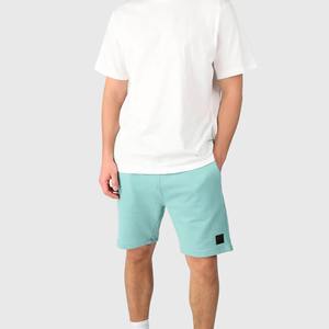 Bermuda en coton de couleur unie pour hommes, avec taille élastique et poches, style décontracté, bleu clair - Product Image 2