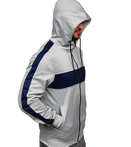 Sweat-shirt à capuche long en polyester respirant et léger avec blocs de couleur contrastés personnalisés pour hommes - Product Image 4