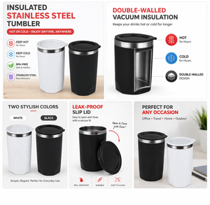 แก้วกาแฟเหล็กส่วนตัว StyleBrew พร้อมพิมพ์ลาย สำหรับเทศกาลวันขอบคุณพระเจ้าและฮาโลวีน เหมาะสำหรับใช้ในสำนักงานเพื่อการส่งเสริมการขาย - Product Image 4