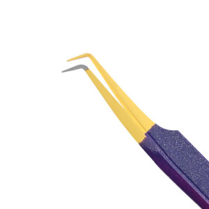 Pinzas de Precisión de Acero Inoxidable para Pestañas al por Mayor, OEM, Punta Lisa en Forma de L, Mango con Gradiente de 90 Grados, Herramienta para Extensión de Pestañas de Volumen - Product Image 4