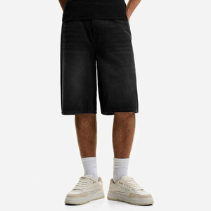 Pantalones Cortos de Verano para Hombre, Estilo Urbano, Rectos, Personalizados, Holgados, Desgastados, Lavado Oscuro, 100% Algodón, Denim Sólido, Jeans Vintage a la Moda - Product Image 2