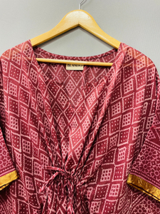 ชุดคลุมชายหาดผ้าฝ้ายแท้พิมพ์ลาย Bagru แบบอินเดีย ทำมือ ลายดอกไม้ฤดูร้อน สวมใส่สบาย ยาวคลุมเข่า - Product Image 6