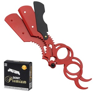 Sambrialmed International - Maquinilla de Afeitar Profesional de Acero Inoxidable con Doble Anillo y Hoja Única para Hombres (Rojo y Negro) - Product Image 2