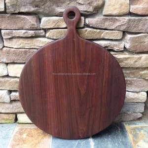 Planche à fromage artisanale en bois naturel artisanat bloc de charcuterie plateau à pizza rond ustensiles de cuisine planche à découper multifonctionnelle - Product Image 5