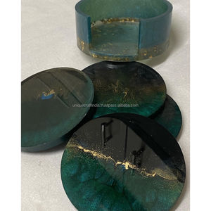 Dessous de verre scintillants en résine époxy faits à la main, verres élégants et étincelants, décor de table moderne et élégant, accessoires en résine artistique - Product Image 3