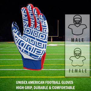 Outdoor Sports Gloves Blue Red White Embossed Pattern Non-Slip Design for Football Use - Product Image 4