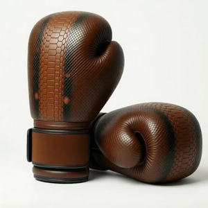 Gants de boxe en cuir marron à motif serpent pour garçons, avec boucle, logo personnalisé, pour entraînement et sparring, support de poignet durable, OEM - Product Image 3