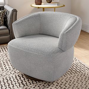 Poltrona Lounge Girevole Grigia Completamente Assemblata, Sedia da Lettura Imbottita Oversize con Base Girevole a 360 Gradi, Chaise Longue - Product Image 1