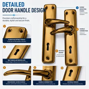 Poignée de porte en acier inoxydable KELLTON, étanche, avec bouton poussoir, design moderne, ambidextre, pour salle de bain, salon, chambre à coucher - Product Image 5