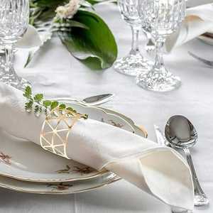 Anneau de serviette en or plaqué de haute qualité, design découpé au laser, décoration de table, luxe, pas cher, en gros - Product Image 5