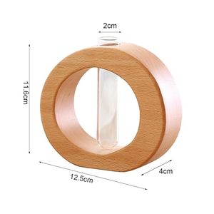 Moderno Florero Redondo de Vidrio y Madera Natural con Diámetro de 4"-6" Decorativo para Decoración del Hogar y Bodas - Product Image 5