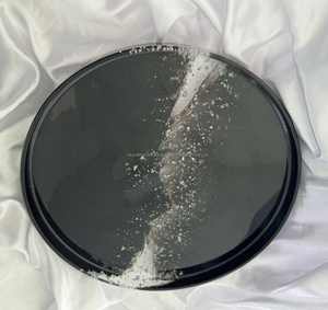 Bandeja de servicio de resina epoxi con acabado brillante hecha a mano Patrón de ola oceánica artificial para mesas de comedor y café DE LA India - Product Image 3