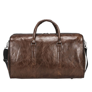 <b>Men's</b> Genuine Leather Fashion Duffle <b>Bag</b> with Zipper Closure and Belt Detail-Large Capacity Travel Luggage - Product Image 2