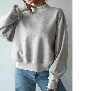 Custom Women Oversized Mock Neck Sweatshirt with Contrast Rib Collar Cuffs and Hem heavyweight fleece mockneck women sweatshirts - Product Image 6