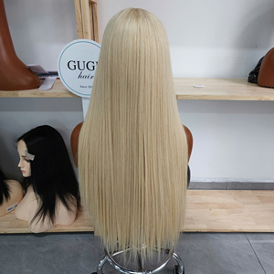 Perruque en cheveux humains bruts 100% vietnamiens, couleur blonde, pré-épilée, ultra-lisse, haute qualité, dentelle transparente, vente en gros - Product Image 3